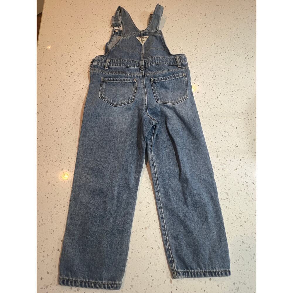 OSH KOSH B'GOSH DENIM OVERALLS BUTTERFLY DETAIL TODDLER GIRL SIZE 4T - Picture 4 of 6